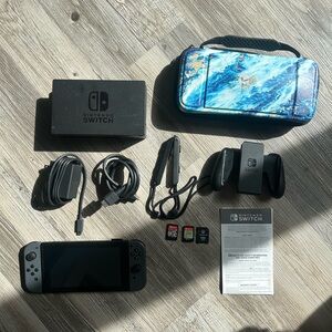 Nintendo Switch Set with Black and Blue Accessories